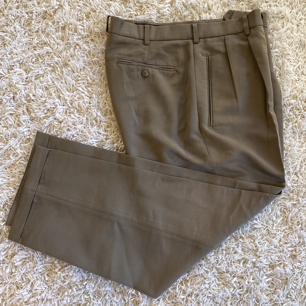 Natural Issue Mens Dress Executive Khaki Pants with Pleated Front Cuffed 34 X 30